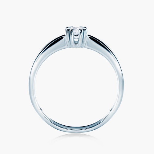 Pierścionek zaręczynowy SAVICKI: białe złoto, biały szafir